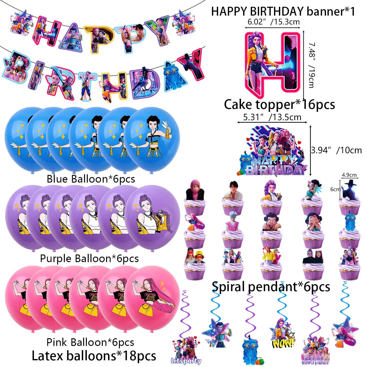Power up your celebration with this KPop Demon Hunters Birthday Party Set! Featuring adorable Rumi, Mira, and Zoey designs, this themed kit brings action-packed fun to any party