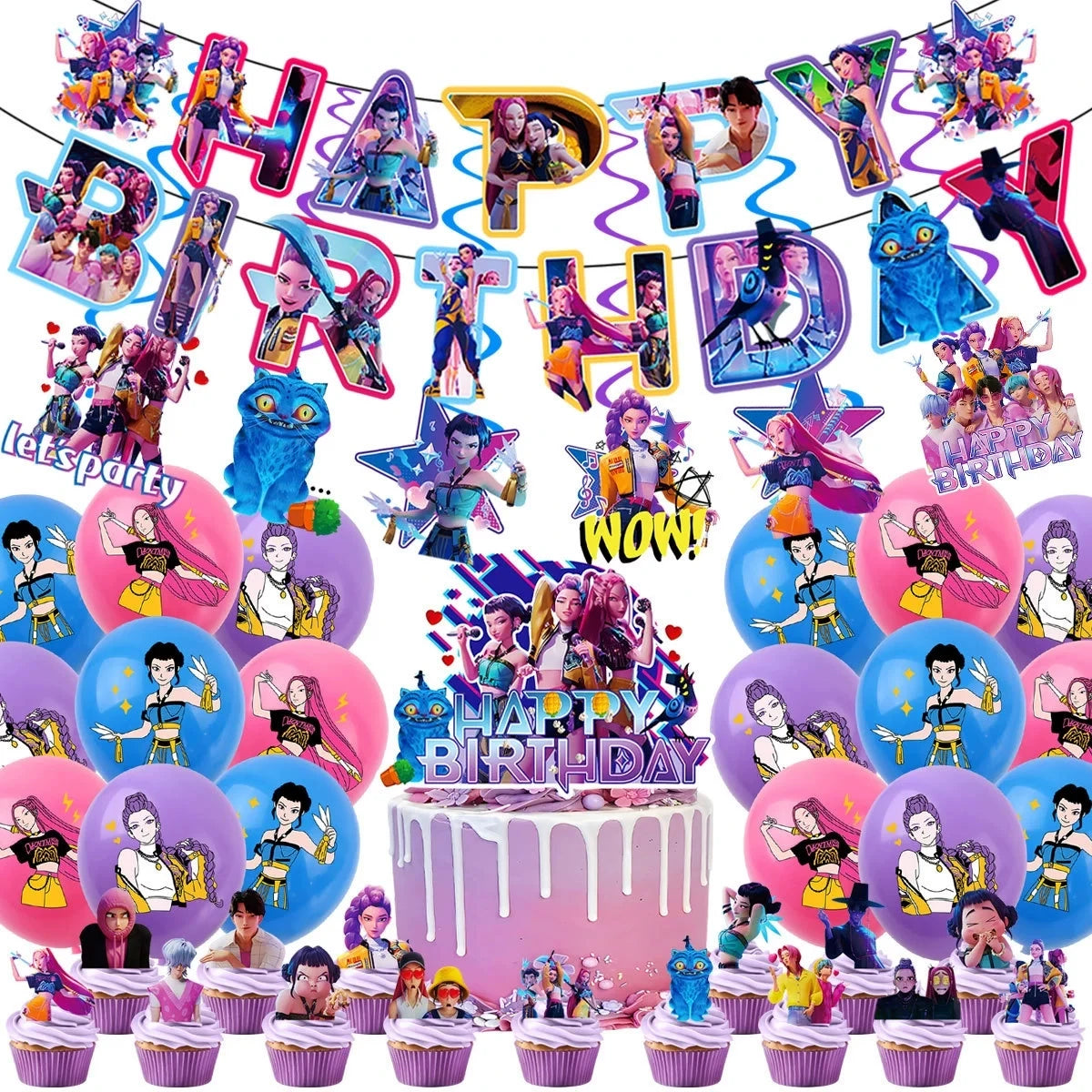 Power up your celebration with this KPop Demon Hunters Birthday Party Set! Featuring adorable Rumi, Mira, and Zoey designs, this themed kit brings action-packed fun to any party