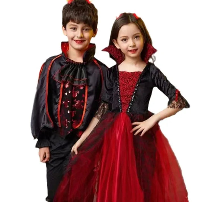 Transform your little one into a spellbinding creature of the night with this enchanting Halloween Fantasy Vampire Costume! Perfect for girls who love a touch of mystery and magic, this long tutu dress combines gothic elegance with playful charm