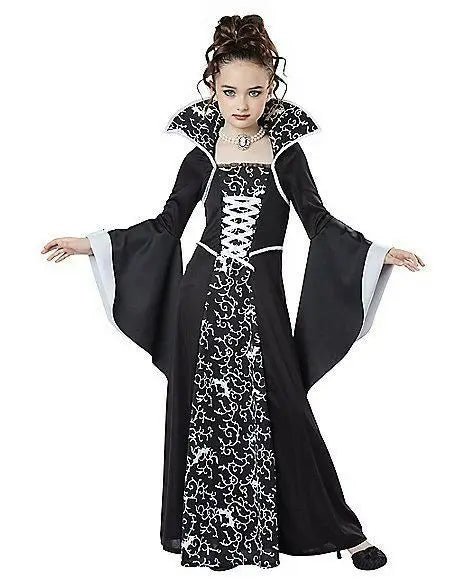 Transform your little one into a spellbinding creature of the night with this enchanting Halloween Fantasy Vampire Costume! Perfect for girls who love a touch of mystery and magic, this long tutu dress combines gothic elegance with playful charm