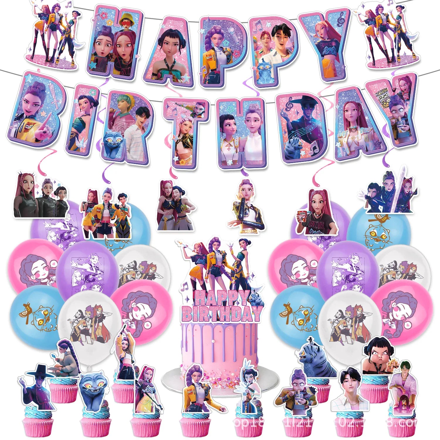 Power up your celebration with this KPop Demon Hunters Birthday Party Set! Featuring adorable Rumi, Mira, and Zoey designs, this themed kit brings action-packed fun to any party