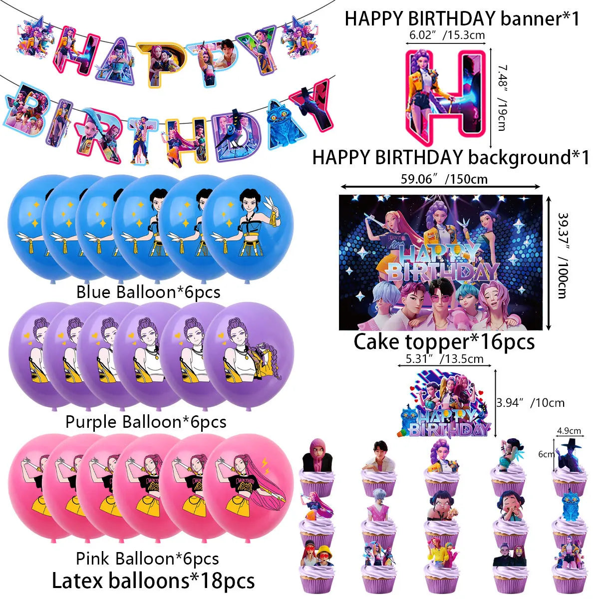 Power up your celebration with this KPop Demon Hunters Birthday Party Set! Featuring adorable Rumi, Mira, and Zoey designs, this themed kit brings action-packed fun to any party