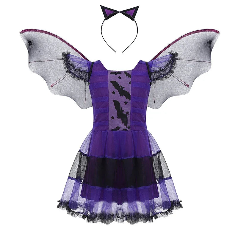 Transform your little one into a spellbinding creature of the night with this enchanting Halloween Fantasy Vampire Costume! Perfect for girls who love a touch of mystery and magic, this long tutu dress combines gothic elegance with playful charm