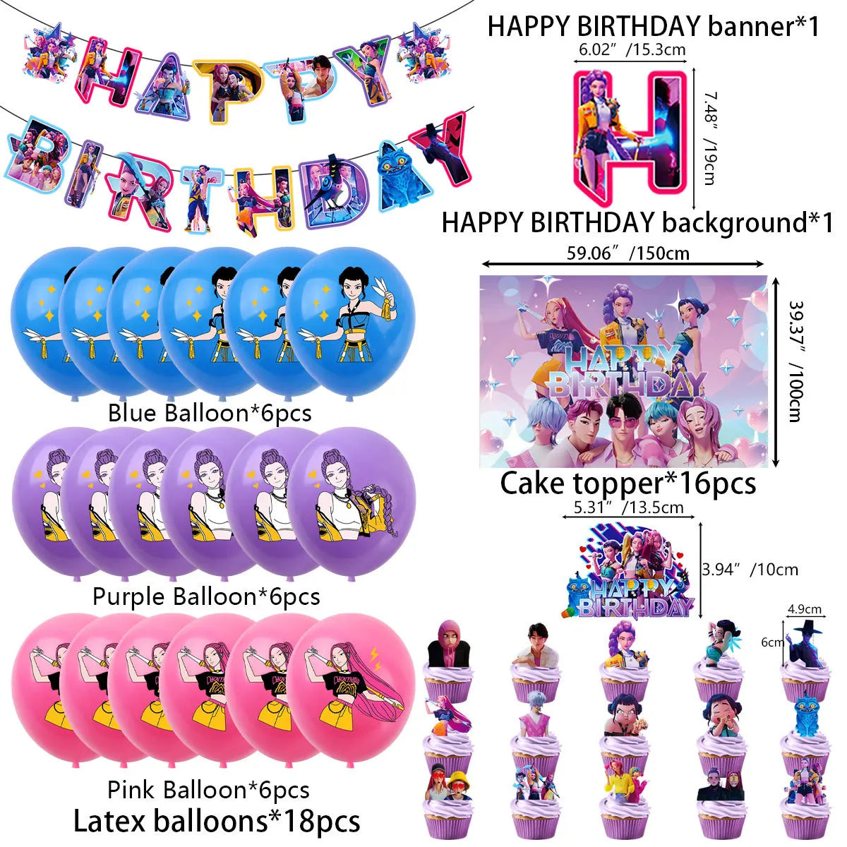 Power up your celebration with this KPop Demon Hunters Birthday Party Set! Featuring adorable Rumi, Mira, and Zoey designs, this themed kit brings action-packed fun to any party