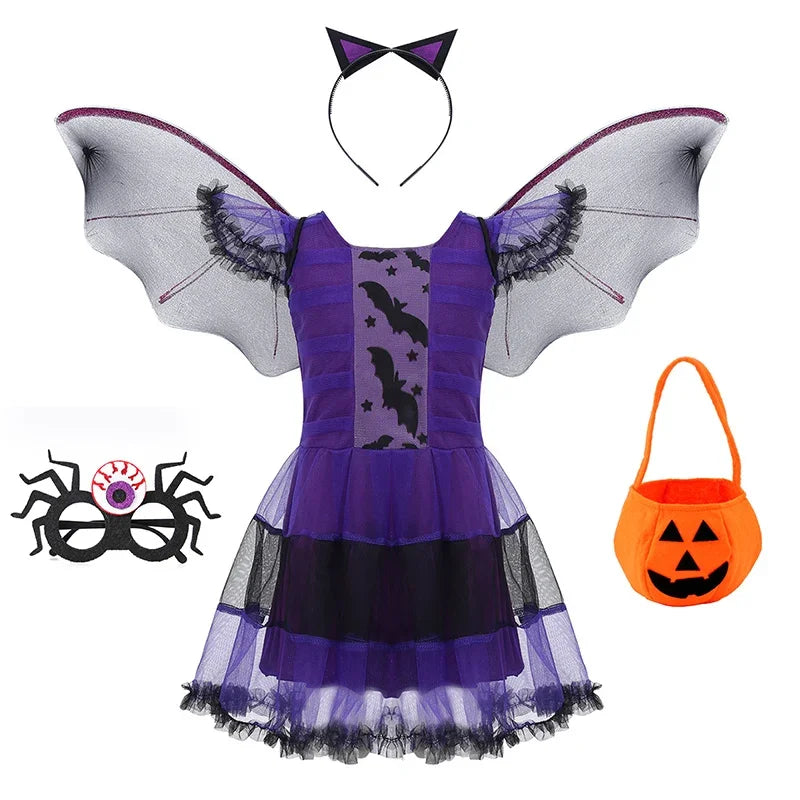 Transform your little one into a spellbinding creature of the night with this enchanting Halloween Fantasy Vampire Costume! Perfect for girls who love a touch of mystery and magic, this long tutu dress combines gothic elegance with playful charm