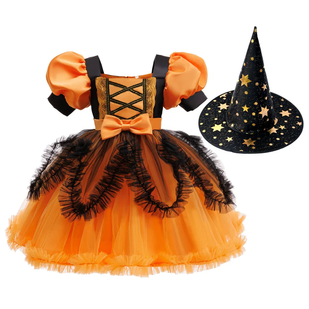 Light up Halloween night with this adorable Pumpkin Princess Costume! Featuring a vibrant orange dress and matching pumpkin accessories, it's perfect for cosplay, school performances, or festive parties