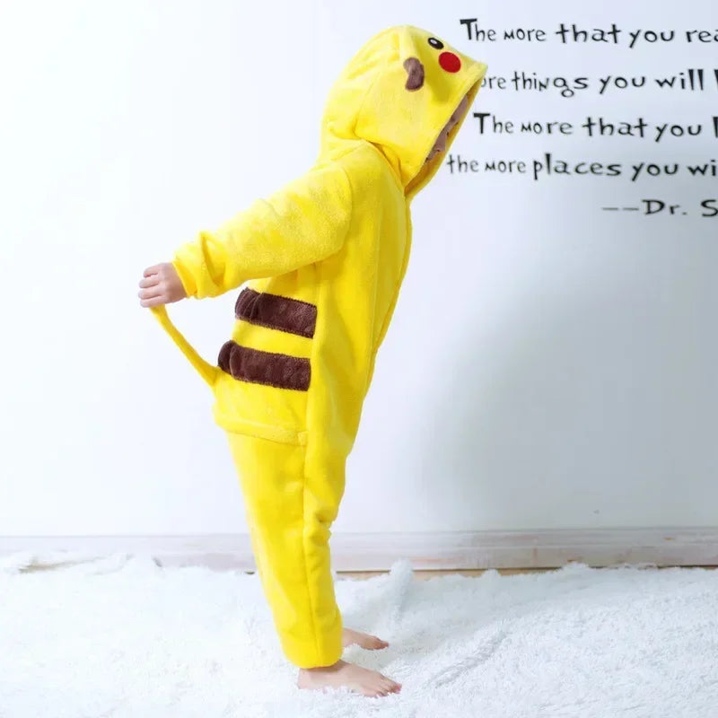 Cozy up with this adorable Pikachu Flannel Onesie—perfect for kids and adults alike! Whether it's for cosplay, lounging, or matching family fun, this ultra-soft hoodie brings warmth and Pokémon charm to chilly autumn and winter days