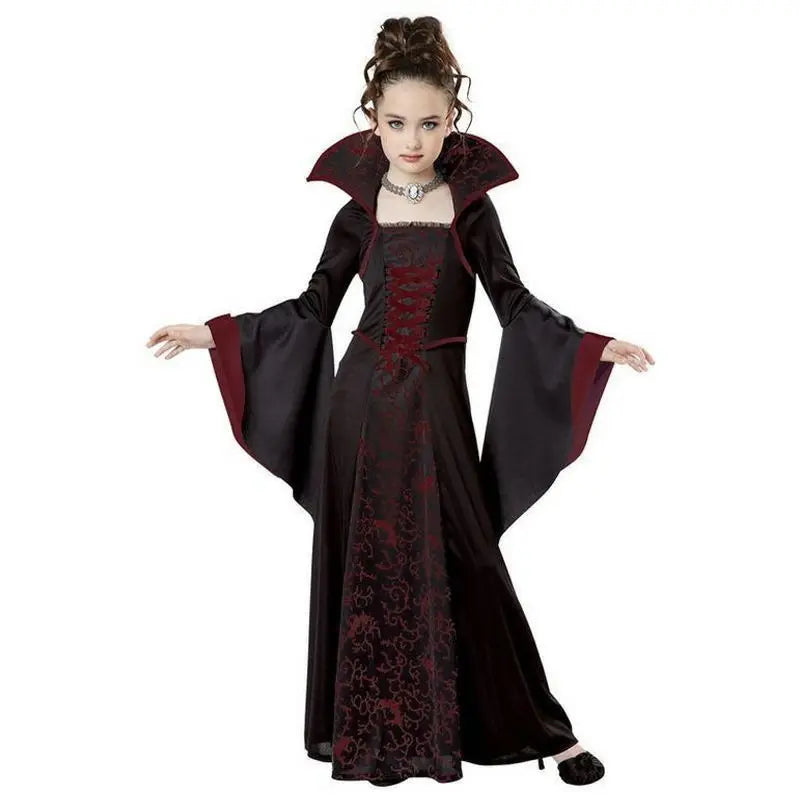 Transform your little one into a spellbinding creature of the night with this enchanting Halloween Fantasy Vampire Costume! Perfect for girls who love a touch of mystery and magic, this long tutu dress combines gothic elegance with playful charm